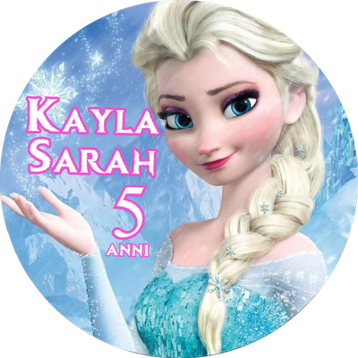 Adesivi tag tondo Frozen personalizza tappo Acqua succo frutta vasetti