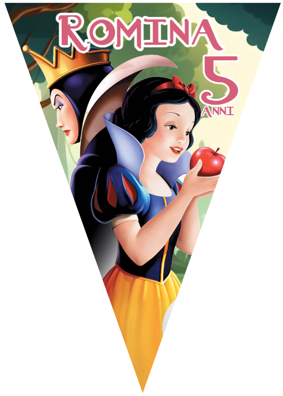 Festone Biancaneve personalizza bandierine triangolari compleanno