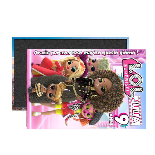 4 Magneti Lol Surprise Calamite frigo grande rettangolare personalizzabile