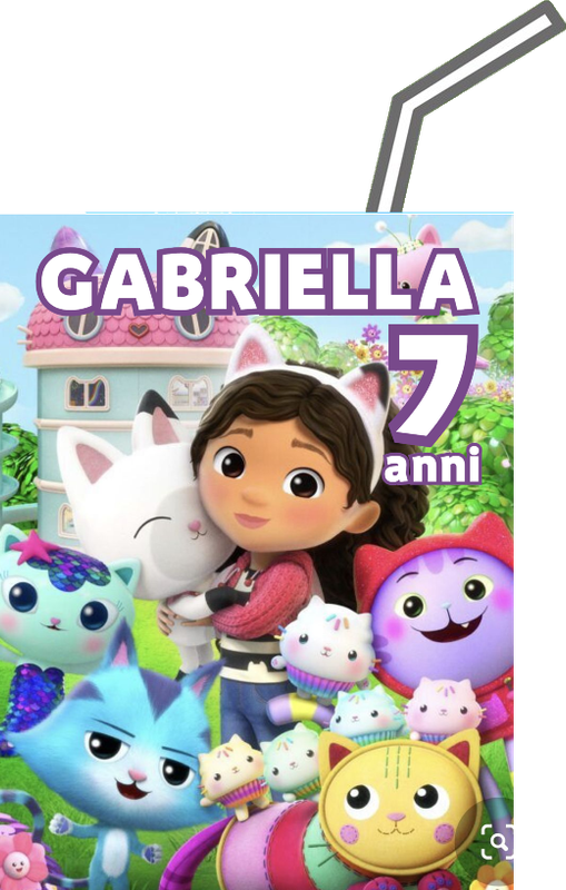 20 Adesivi Gabby dollhouse personalizza brick succo di frutta