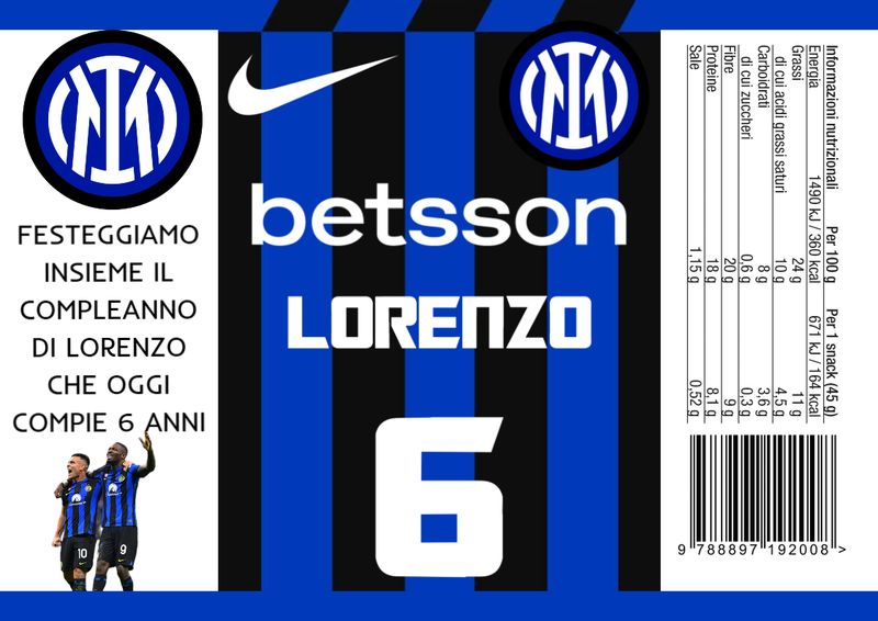 30 Sacchetti Inter personalizza buste patatine piccole