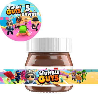 40 Adesivi 20 Tappo + 20 etichette vasetto Stumble Guys personalizza mini Nutella