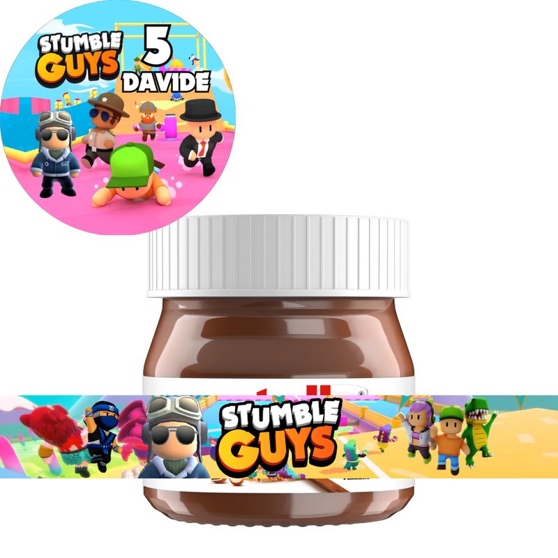 40 Adesivi 20 Tappo + 20 etichette vasetto Stumble Guys personalizza mini Nutella