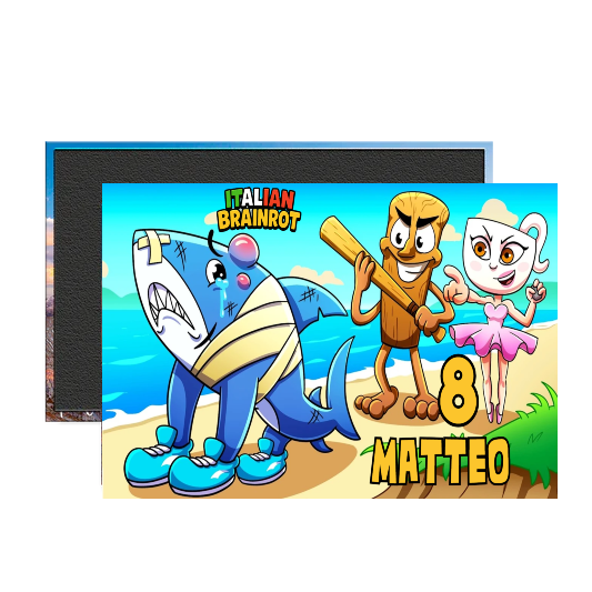 4 Magneti Brainrot Calamite frigo grande rettangolare personalizzabile