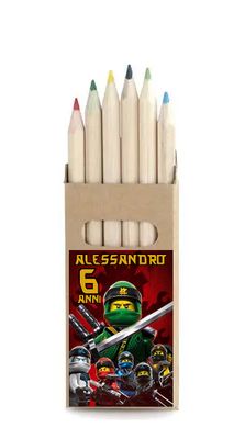 10 set matite colori Ninjago personalizza regali fine festa