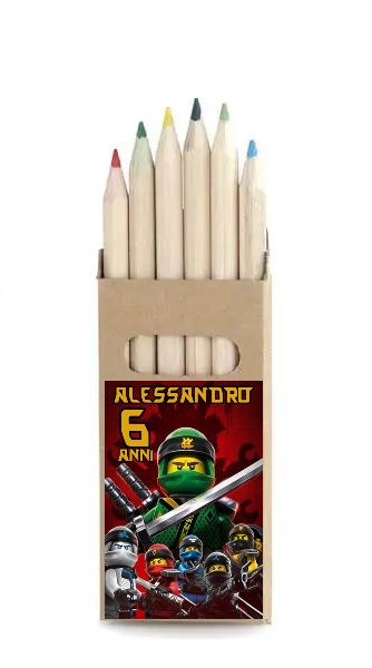 10 set matite colori Ninjago personalizza regali fine festa