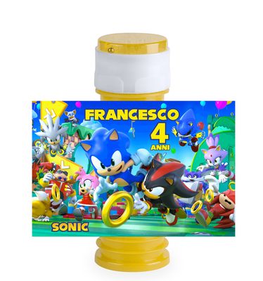 16 etichette adesive bolle di sapone Sonic personalizza festa a tema