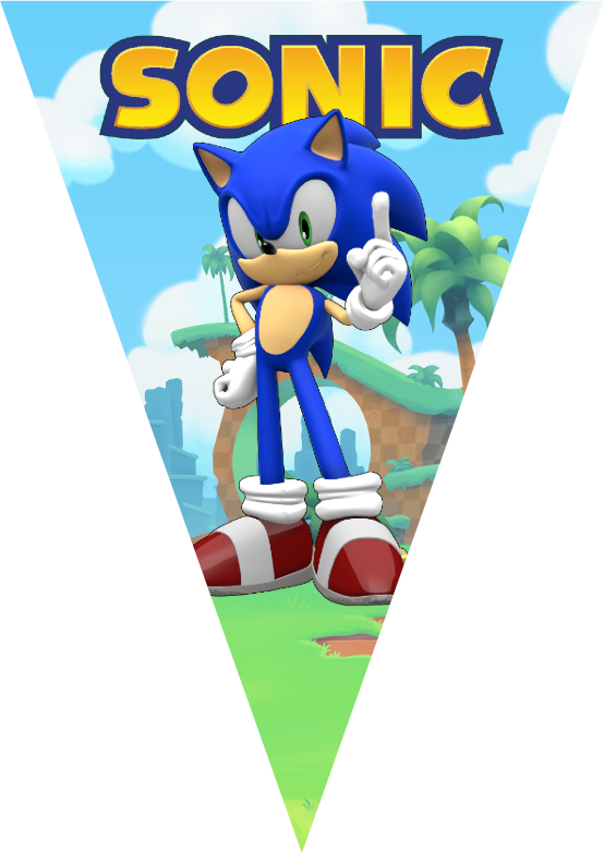 Festone Sonic personalizza bandierine triangolari compleanno