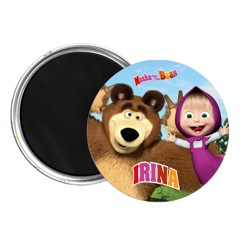 10 Magneti Masha e Orso Calamite frigo tondo 5.8cm personalizzabile