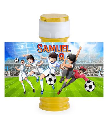 16 etichette adesive bolle di sapone Capitan Tsubasa personalizza festa a tema