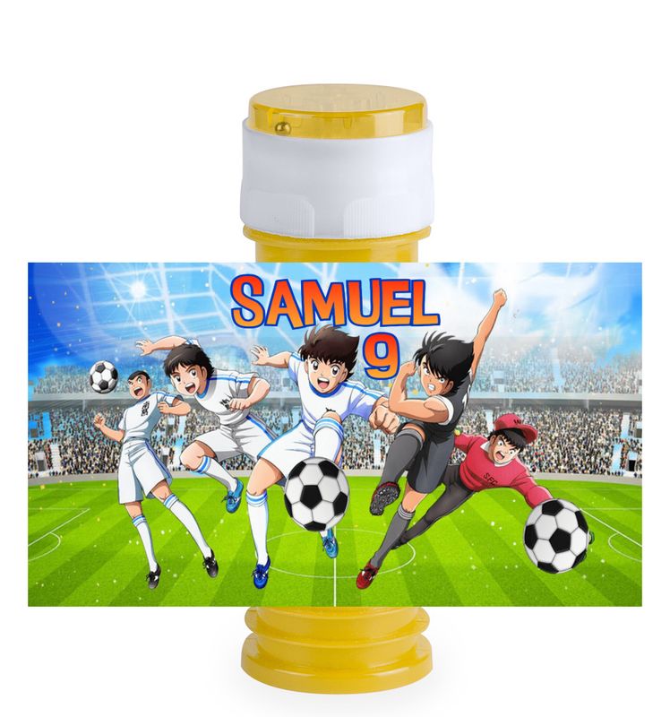 16 etichette adesive bolle di sapone Capitan Tsubasa personalizza festa a tema