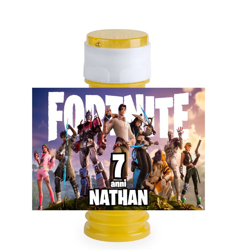 16 etichette adesive bolle di sapone Fortnite personalizza festa a tema