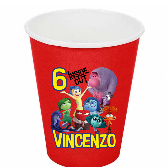 10 etichette adesivi sagomati Inside Out Bicchieri personalizzabili