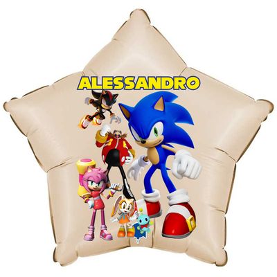 Palloncino Sonic personalizzati con nome centrotavola compleanno