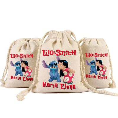 10 Sacchetti Lilo e Stitch personalizza porta confetti bomboniera
