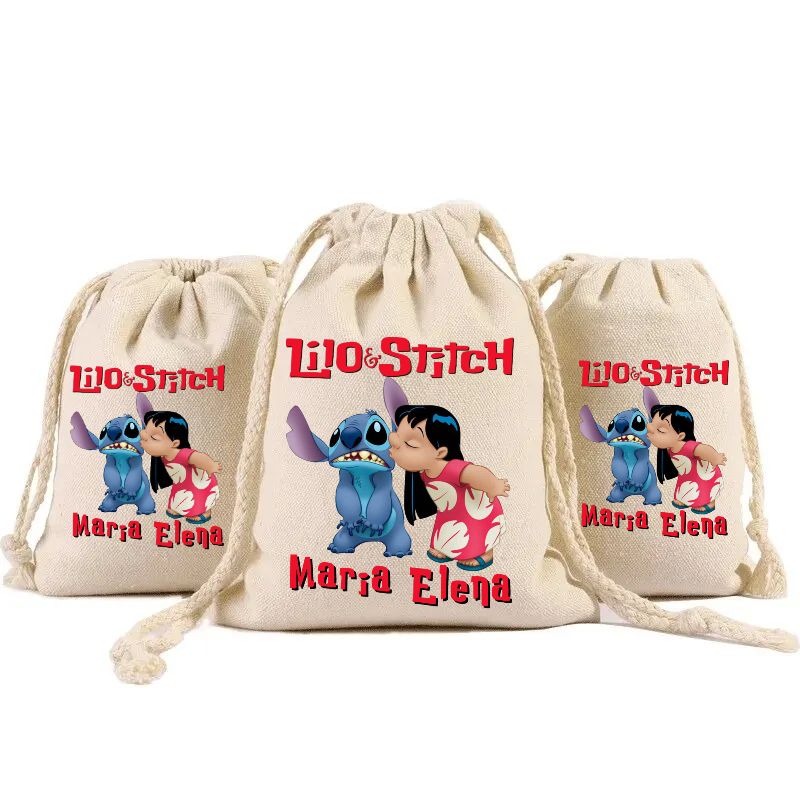 10 Sacchetti Lilo e Stitch personalizza porta confetti bomboniera