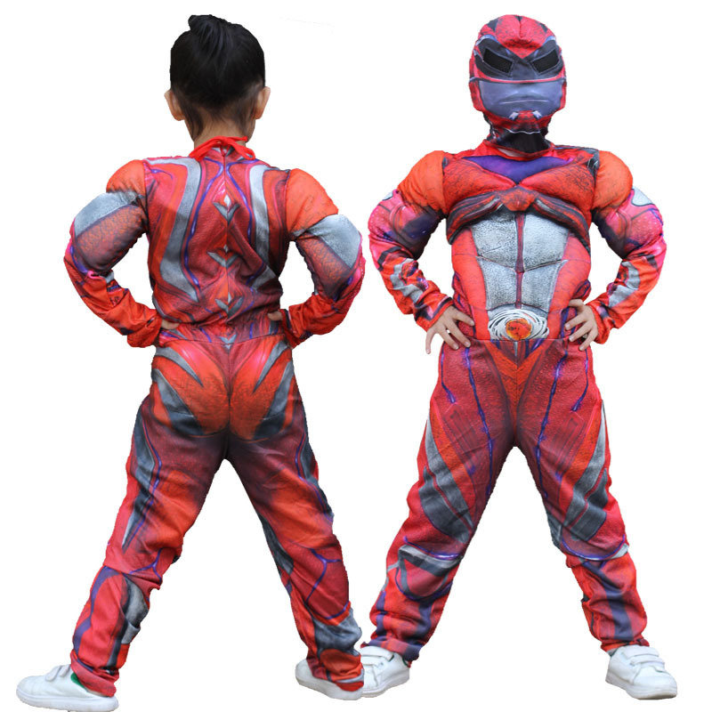 Power Rangers costume Carnevale con muscoli 6-10 anni