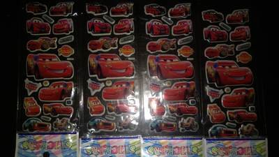 âŹ0,59 - 10 fogli adesivi stickers bambini a tema Cars saetta mcqueen gadgets fine festa compleanno