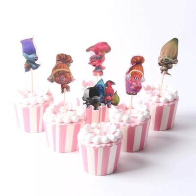 âŹ2,50 - 24 Topper Cake Trolls decorazioni torte
