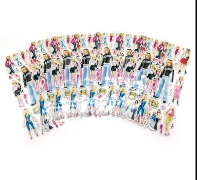 30 fogli adesivi stickers Barbie regalini fine festa