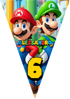 Festone striscione bandierine Super Mario personalizza festa