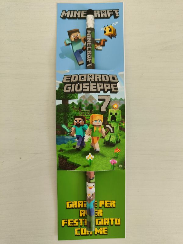 10 Matite segnaposto Minecraft personalizza regali fine festa