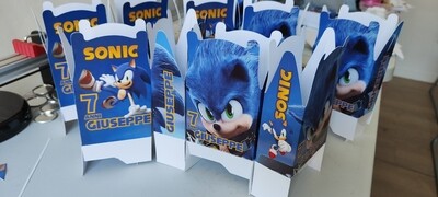 1 Scatolina Sonic personalizza porta regalini confetti fine festa Scatolina porta regalo Gadgets confetti Caramelle Bomboniere sonic