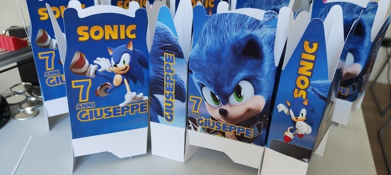 Scatolina porta regalo Gadgets confetti Caramelle Bomboniere sonic