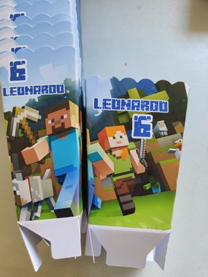 1 scatolina Popcorn Minecraft personalizza allestimento tavolo festa scatoline popcorn personalizzabili minecraft
