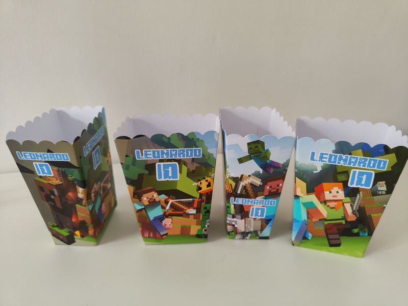 1 scatolina Popcorn Minecraft personalizza allestimento tavolo festa