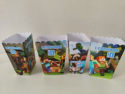 1 scatolina Popcorn Minecraft personalizza allestimento tavolo festa
