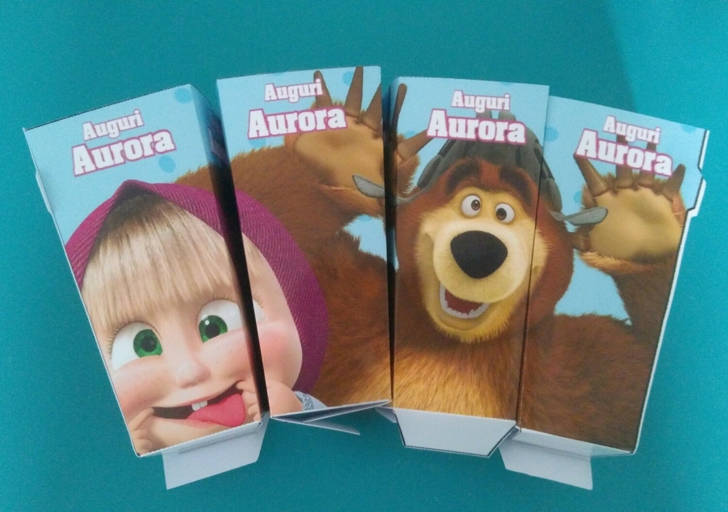 popcorn scatolina box contenitore sacchetti personalizzabili masha e orso