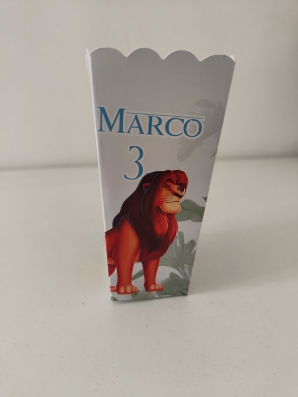 1 scatolina Popcorn Simba re leone personalizza allestimento tavolo festa