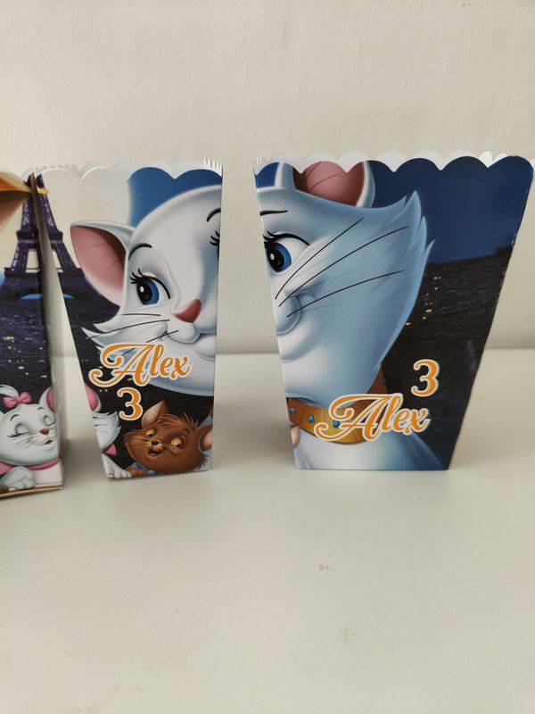 1 scatolina Popcorn Aristogatti personalizza allestimento tavolo festa