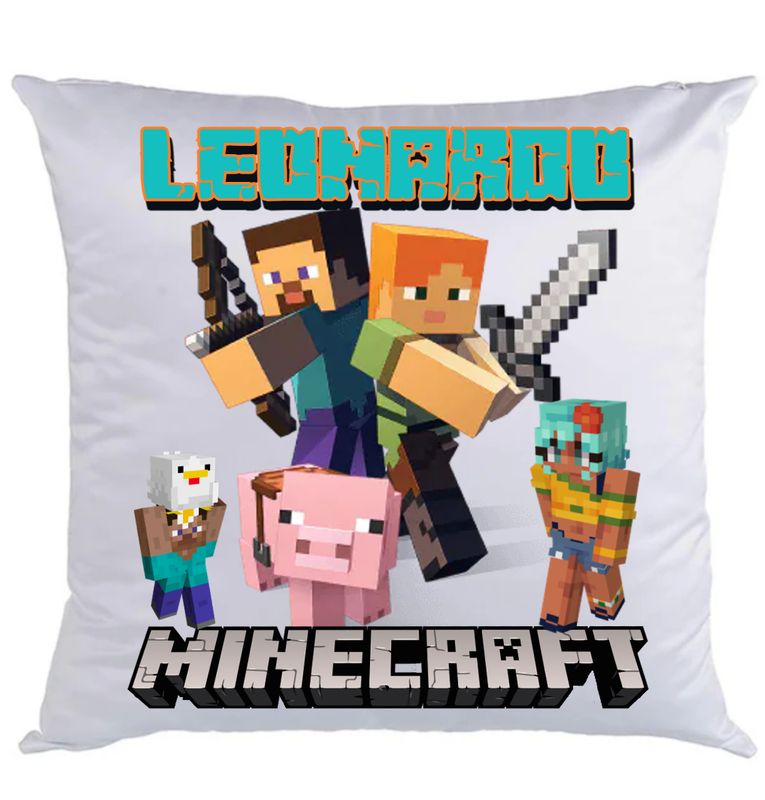 Federa Cuscino Minecraft personalizza con nome stampa foto in DTF Federa Cuscino Minecraft personalizza con nome stampa foto in DTF