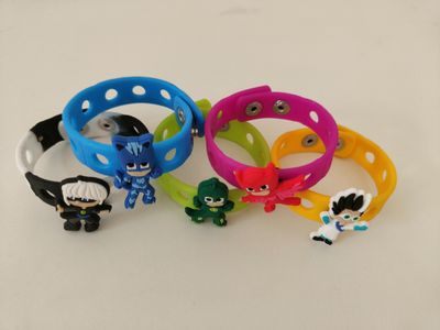 10 Bracciali in gomma personaggi 2D Pj Masks regali fine festa