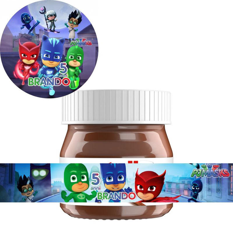 40 Adesivi 20 Tappo + 20 etichette vasetto Pj Masks  personalizza mini Nutella