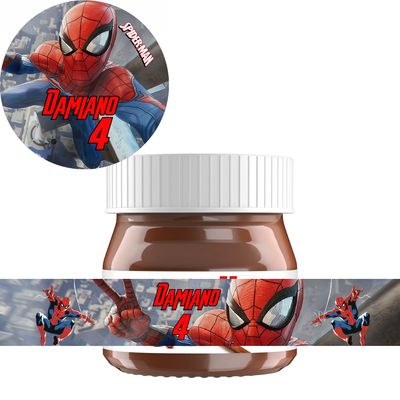 40 Adesivi 20 Tappo + 20 etichette vasetto Spiderman personalizza mini Nutella