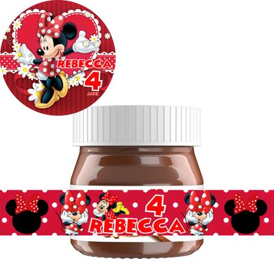 40 Adesivi 20 Tappo + 20 etichette vasetto Minnie personalizza mini Nutella