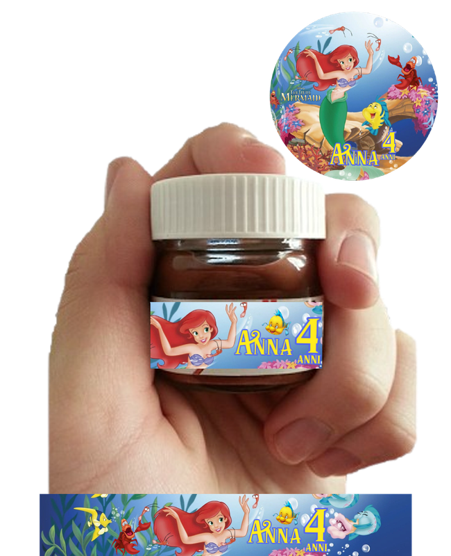 40 Adesivi 20 Tappo + 20 etichette vasetto Ariel personalizza mini Nutella