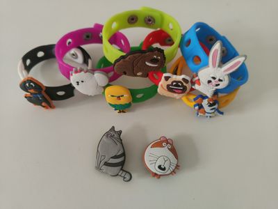 10 Bracciali in gomma personaggi 2D Pets regali fine festa