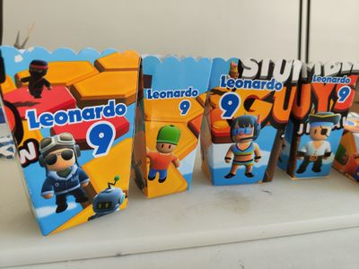 1 scatolina Popcorn Stumble Guys personalizza allestimento tavolo festa