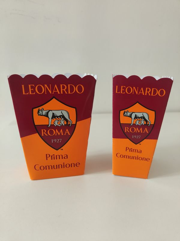 1 scatolina Popcorn AS Roma calcio personalizza allestimento tavolo festa