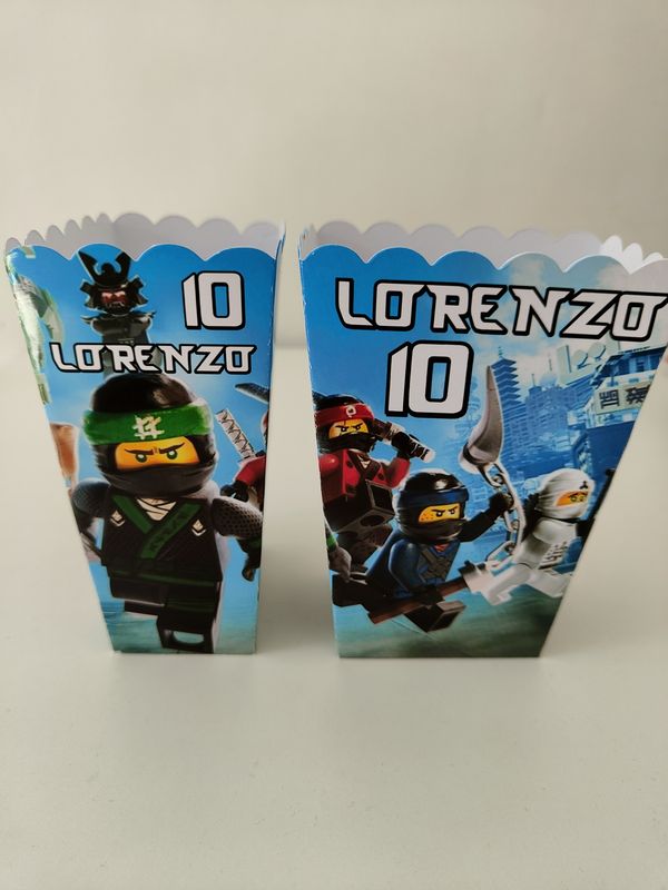 1 scatolina Popcorn Ninjago personalizza allestimento tavolo festa