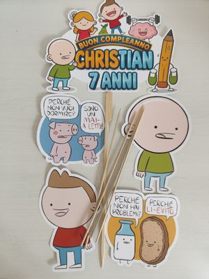 6 Sagome Pera Toons grandi topper cake personalizza torta
