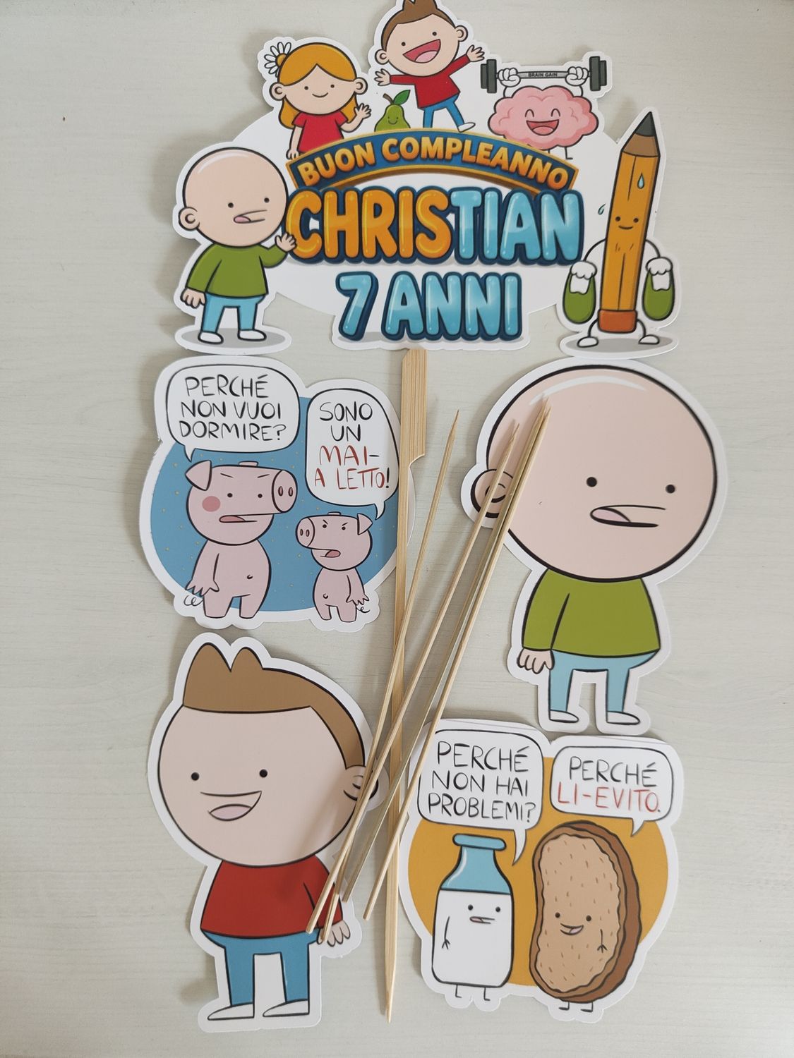 6 Sagome Pera Toons grandi topper cake personalizza torta