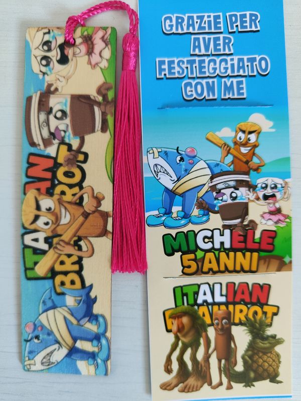 10 Segnalibro legno Brainrot personalizza segnaposto regalo festa