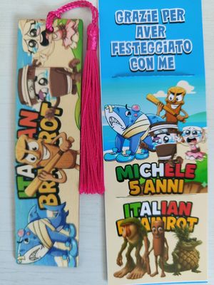 10 Segnalibro legno Brainrot personalizza segnaposto regalo festa