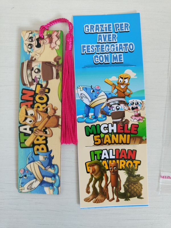 10 Segnalibro legno Brainrot personalizza segnaposto regalo festa