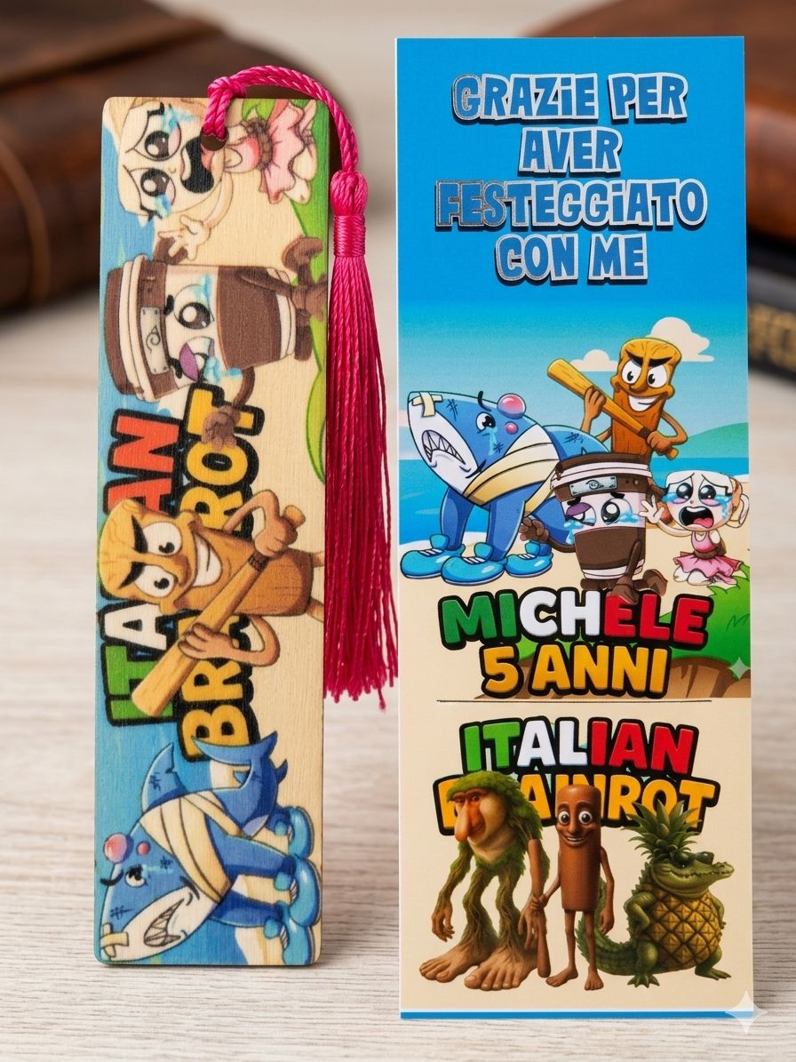 10 Segnalibro legno Brainrot personalizza segnaposto regalo festa